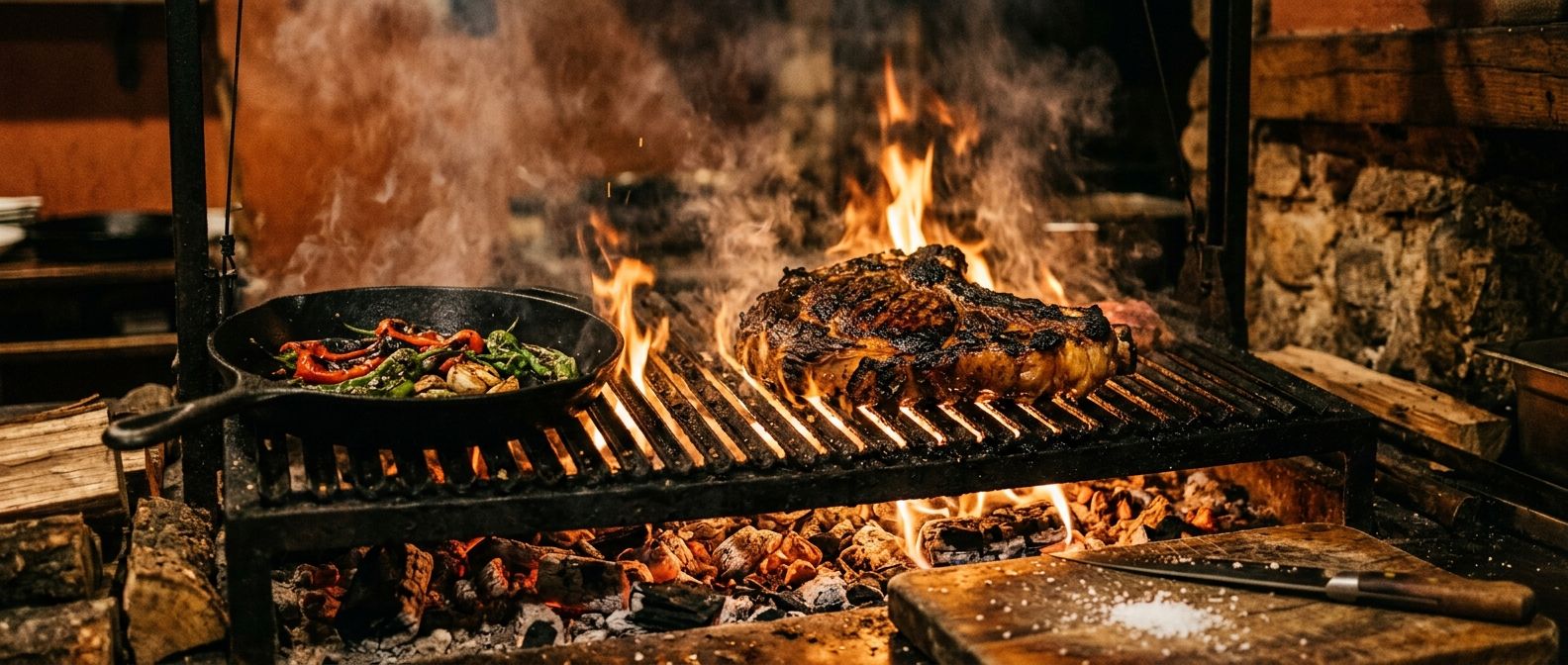 Ambient de brasa i cuina inspiracional — imatge generada amb IA, només orientativa.